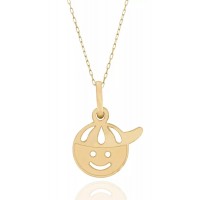 Pingente Menino Filho Carinha + Corrente Cartier Ouro 18k